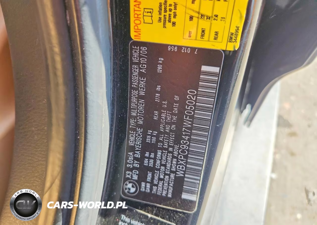 2007 BMW X3 3.0Si VIN:WBXPC93417WF05020 - 13