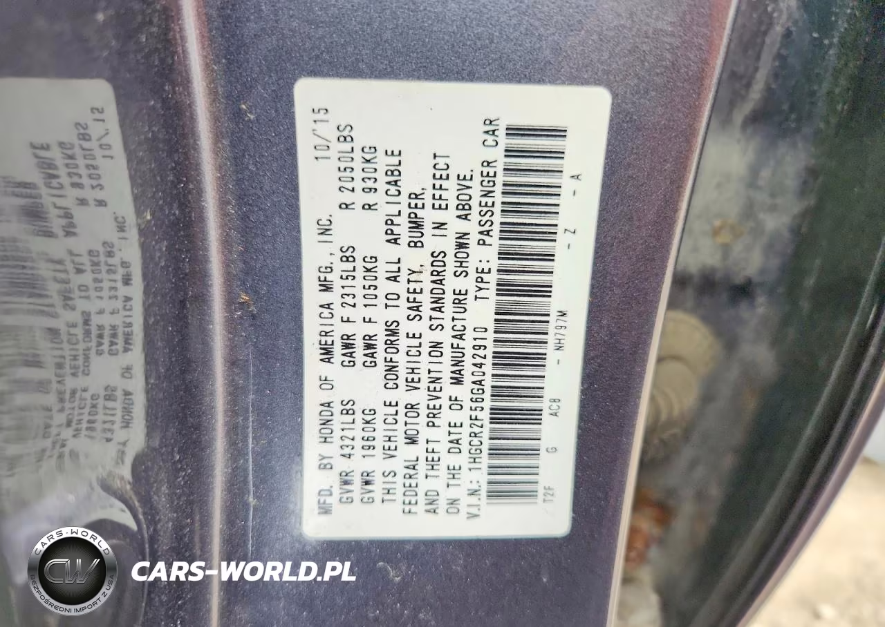 2016 Honda Accord Sport VIN:1HGCR2F56GA042910 - 12