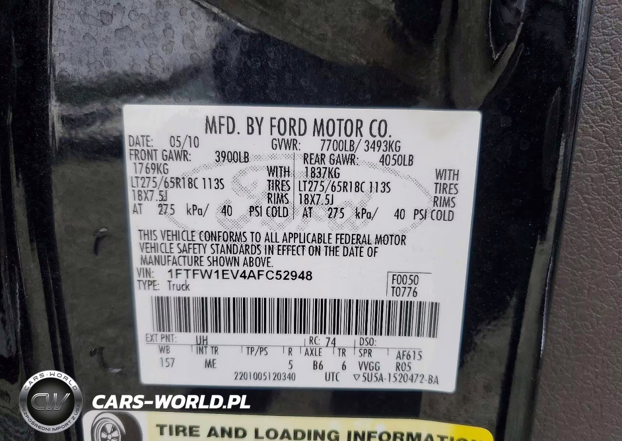 2010 Ford F150 Supercrew VIN:1FTFW1EV4AFC52948 - 12