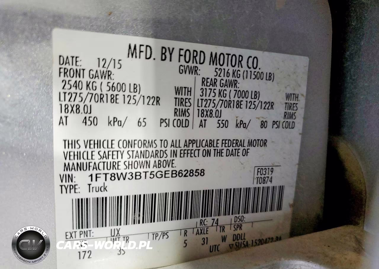 2016 Ford F350 Super Duty VIN:1FT8W3BT5GEB62858 - 12