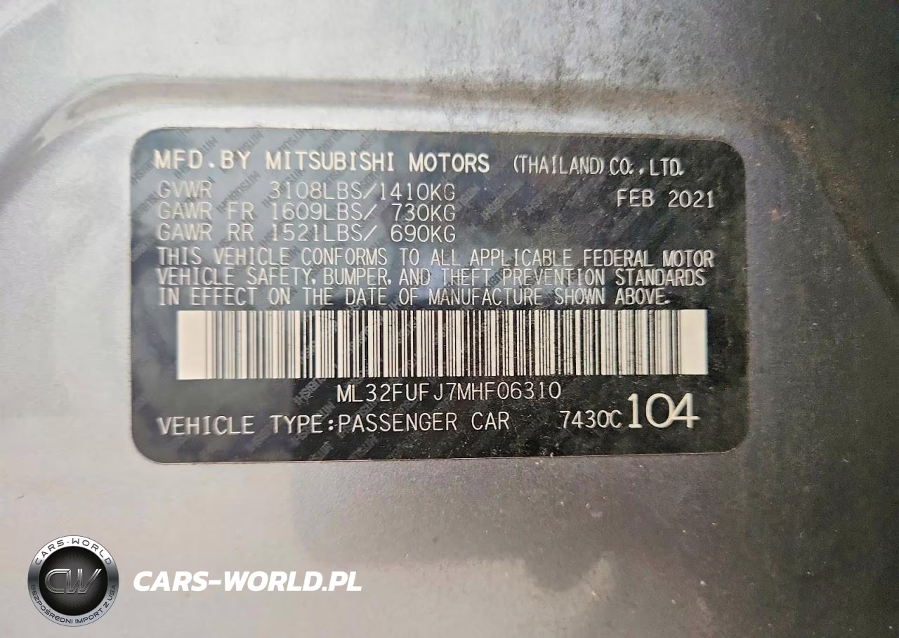 2021 Mitsubishi Mirage G4 Es VIN:ML32FUFJ7MHF06310 - 12