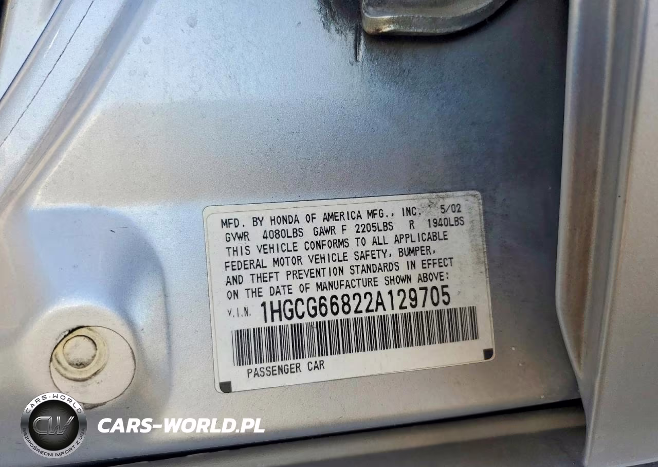 2002 Honda Accord Ex VIN:1HGCG66822A129705 - 12