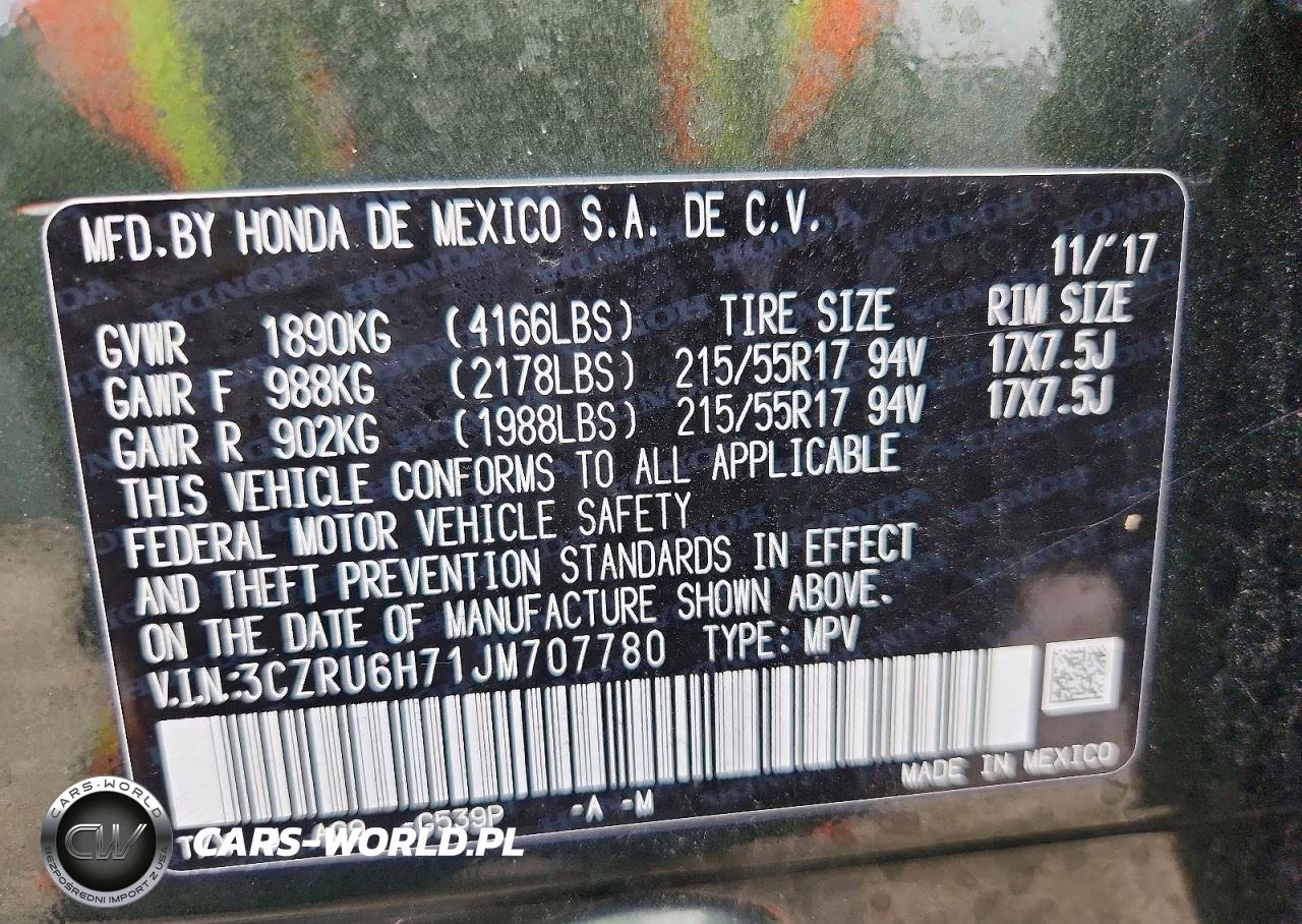 2018 Honda Hr-V Exl VIN:3CZRU6H71JM707780 - 14