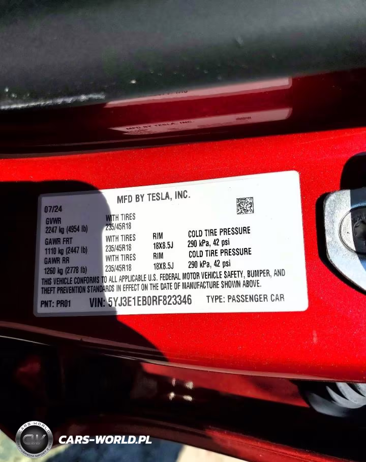 2024 Tesla Model 3 VIN:5YJ3E1EB0RF823346 - 13
