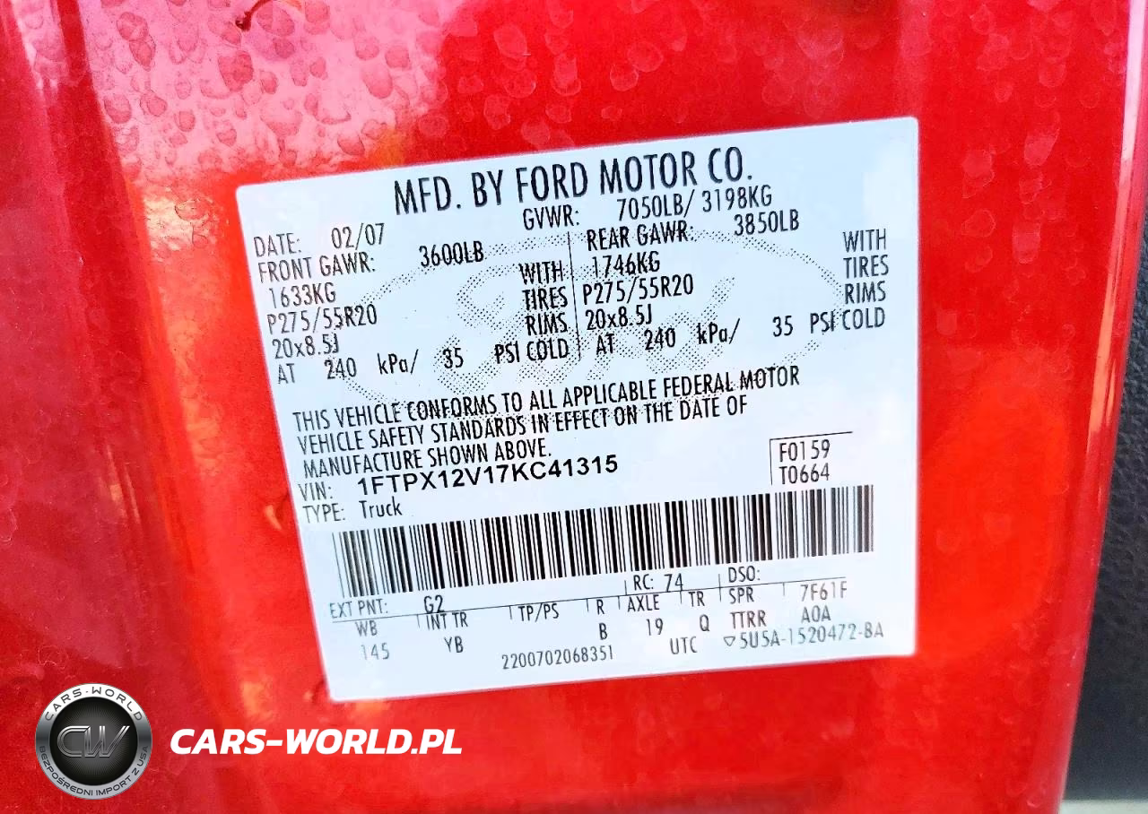 2007 Ford F150 VIN:1FTPX12V17KC41315 - 12