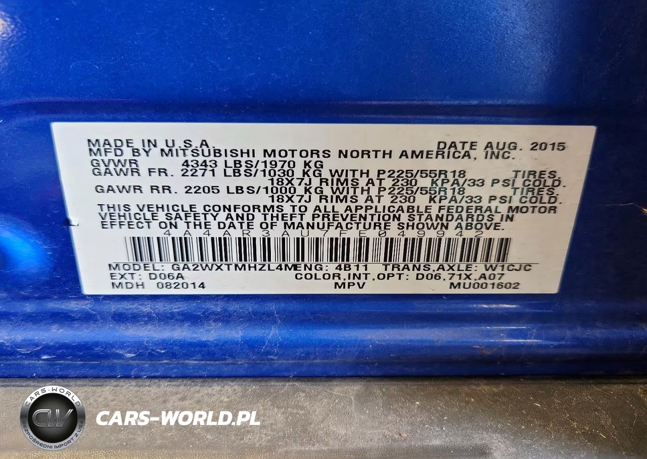 2015 Mitsubishi Outlander Sport Es VIN:4A4AR3AU7FE049942 - 13