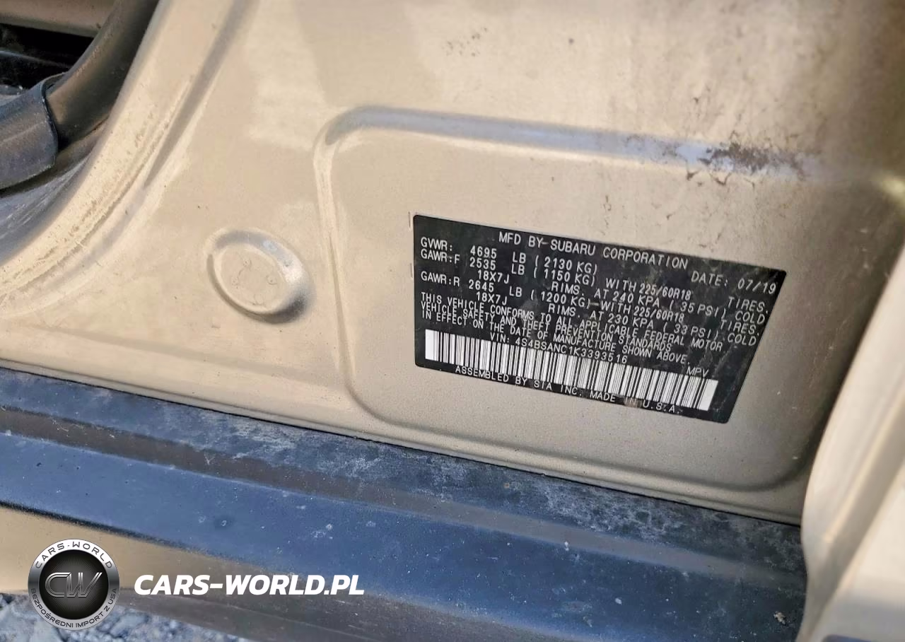 2019 Subaru Outback 2.5I Limited VIN:4S4BSANC1K3393516 - 13
