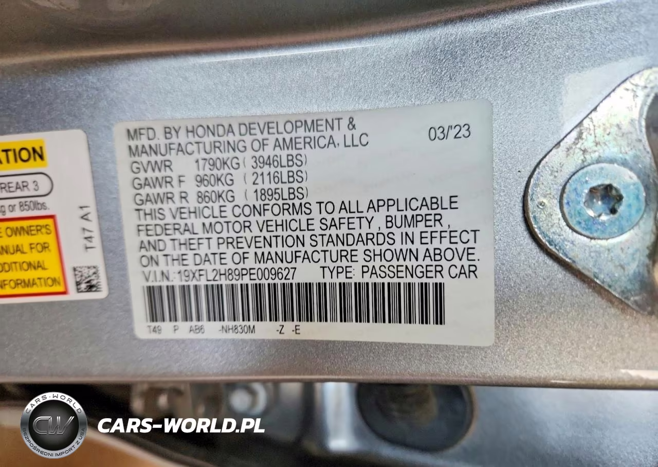2023 Honda Civic Sport VIN:19XFL2H89PE009627 - 12
