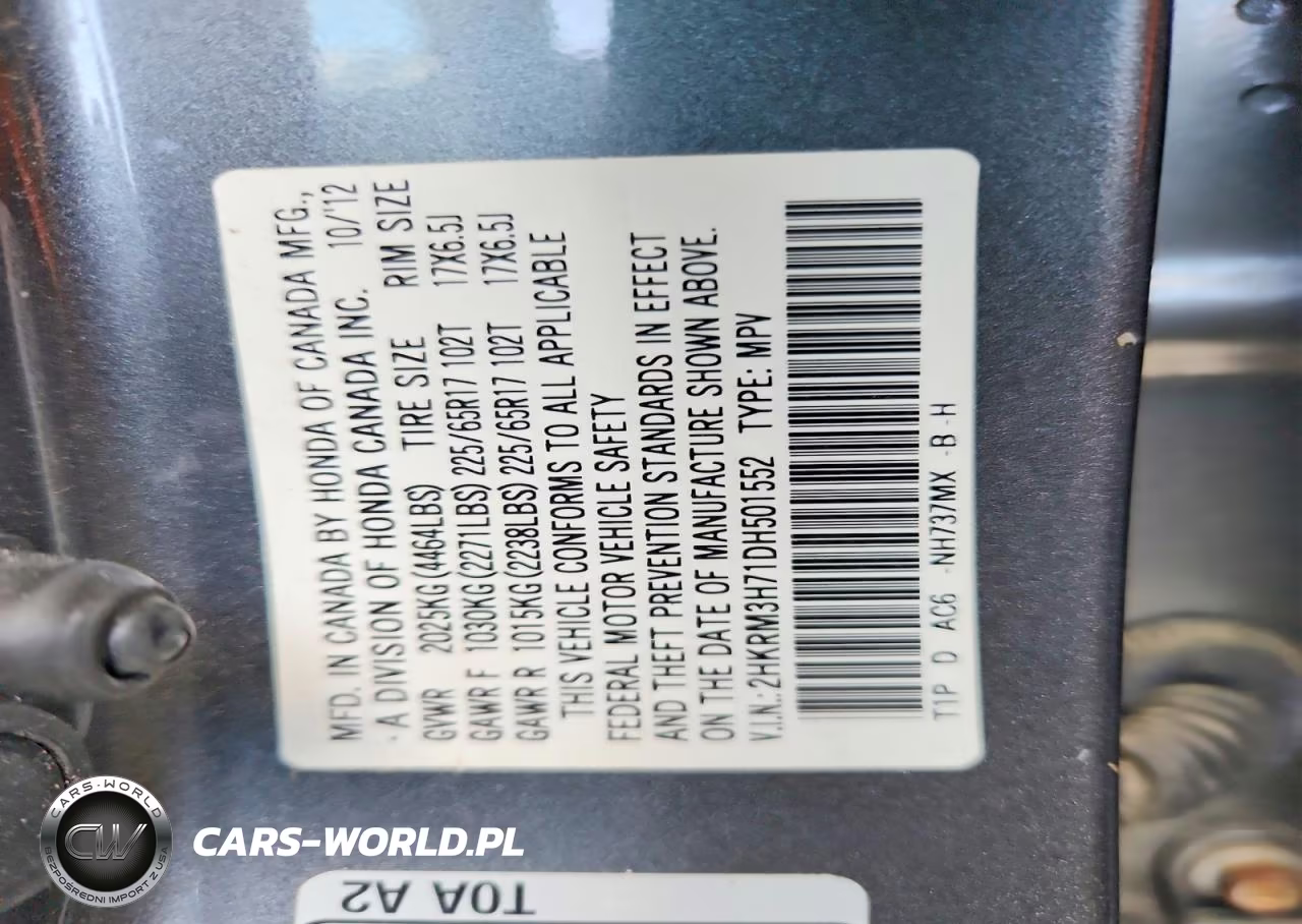 2013 Honda Cr-V Exl VIN:2HKRM3H71DH501552 - 14