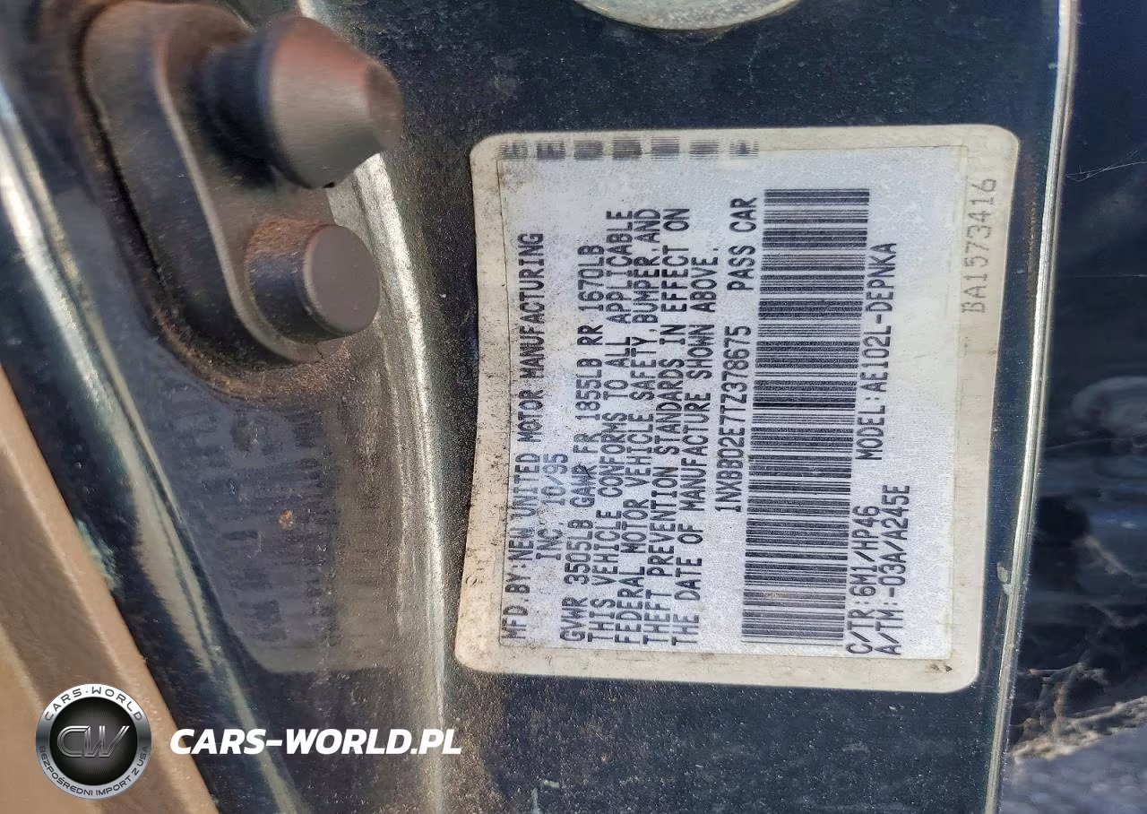 1996 Toyota Corolla Dx VIN:1NXBB02E7TZ378675 - 12