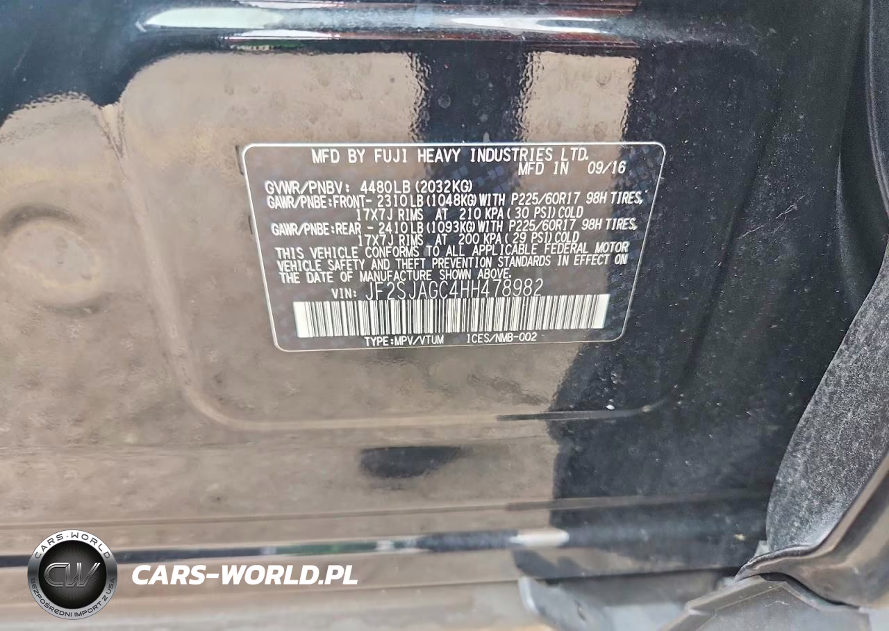 2017 Subaru Forester 2.5I Premium VIN:JF2SJAGC4HH478982 - 13
