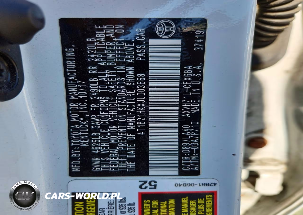 2018 Toyota Camry Hybrid Xle VIN:4T1B21HKXJU003668 - 12