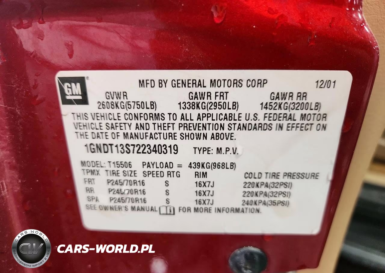 2002 Chevrolet Trailblazer VIN:1GNDT13S722340319 - 12