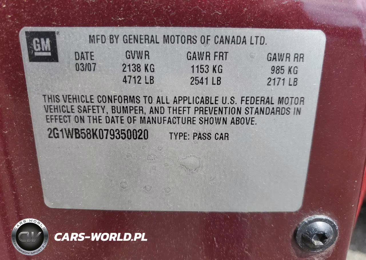 2007 Chevrolet Impala Ls VIN:2G1WB58K079350020 - 12