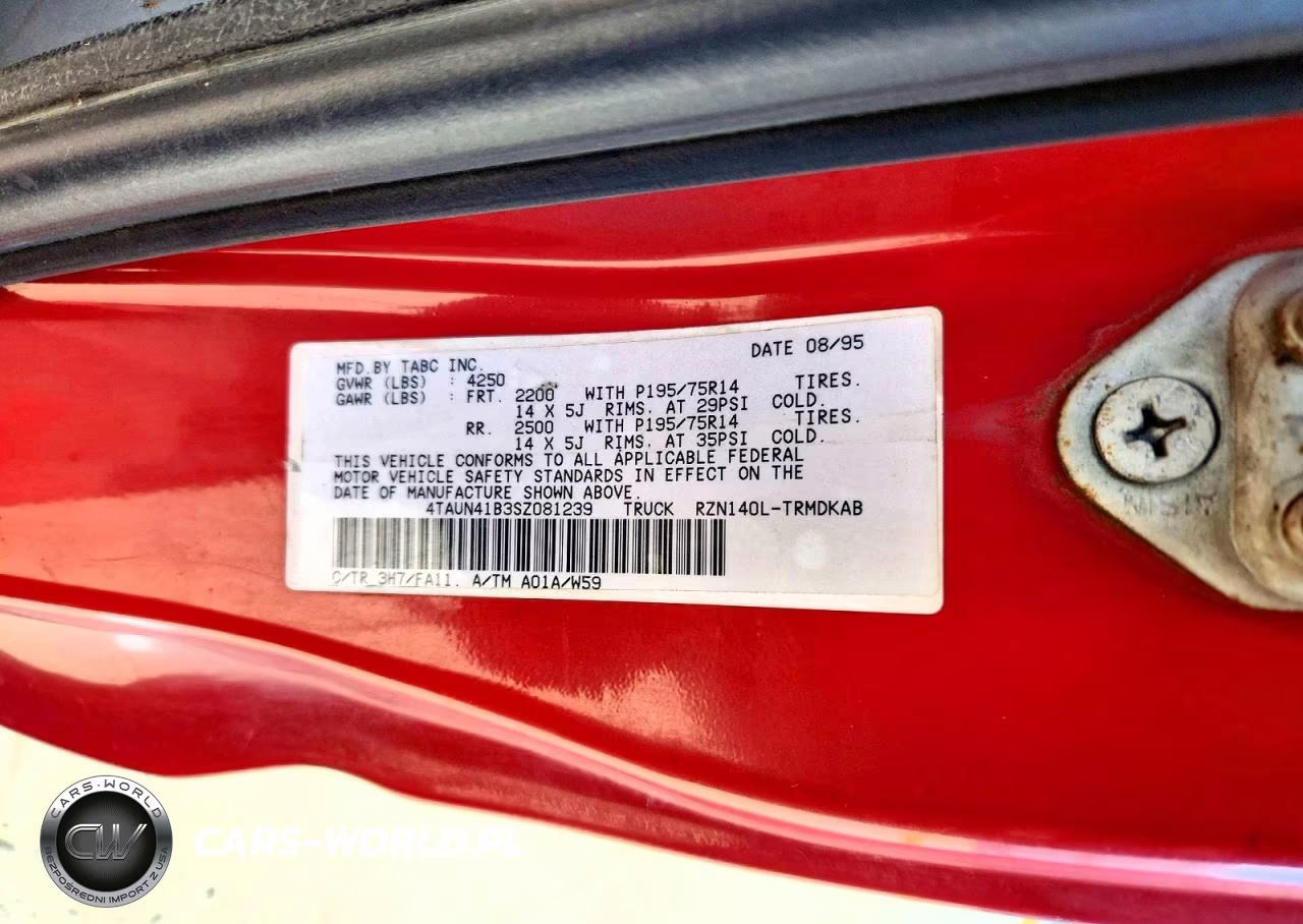 1995 Toyota Tacoma Base VIN:4TAUN41B3SZ081239 - 12