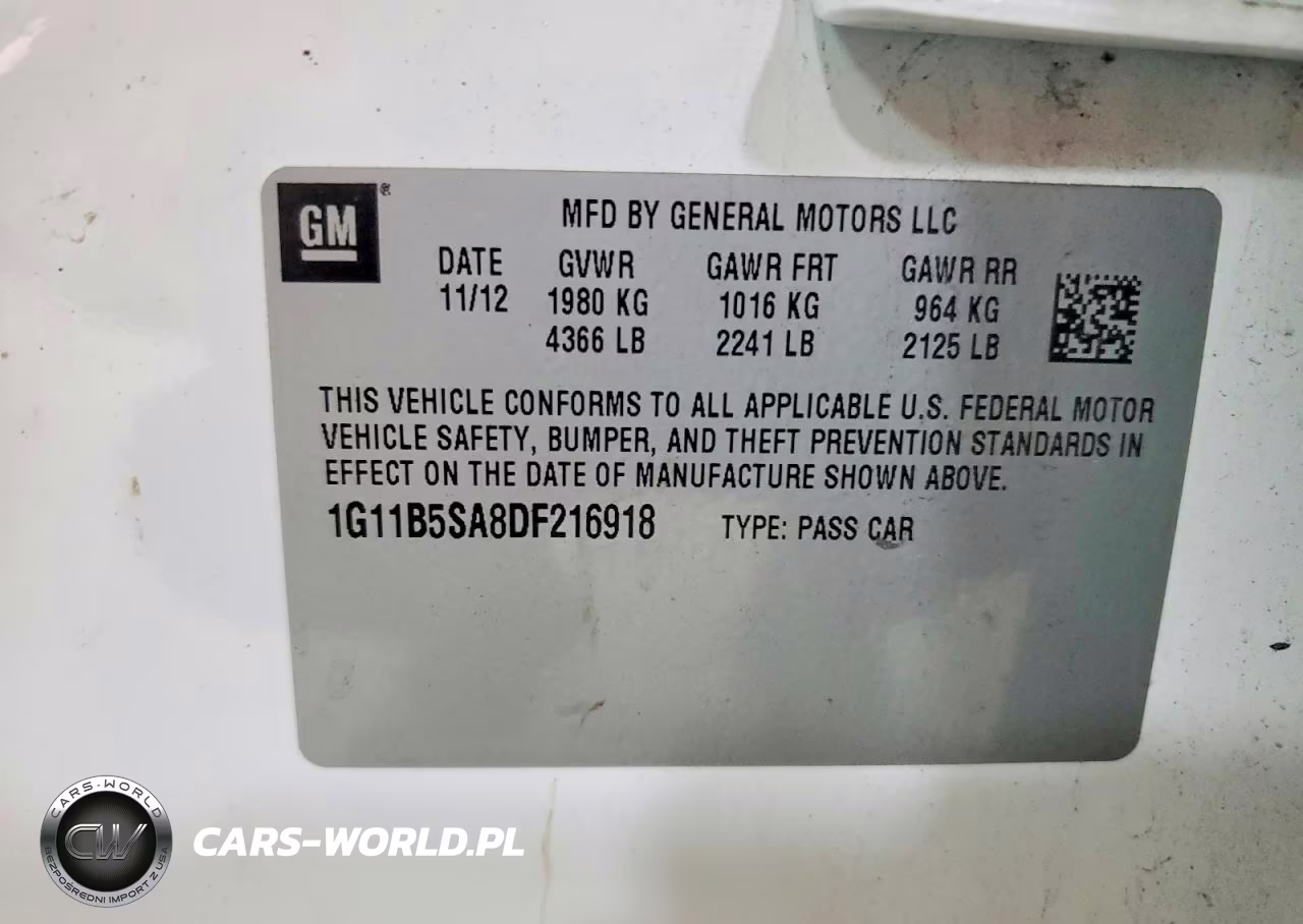 2013 Chevrolet Malibu Ls VIN:1G11B5SA8DF216918 - 12