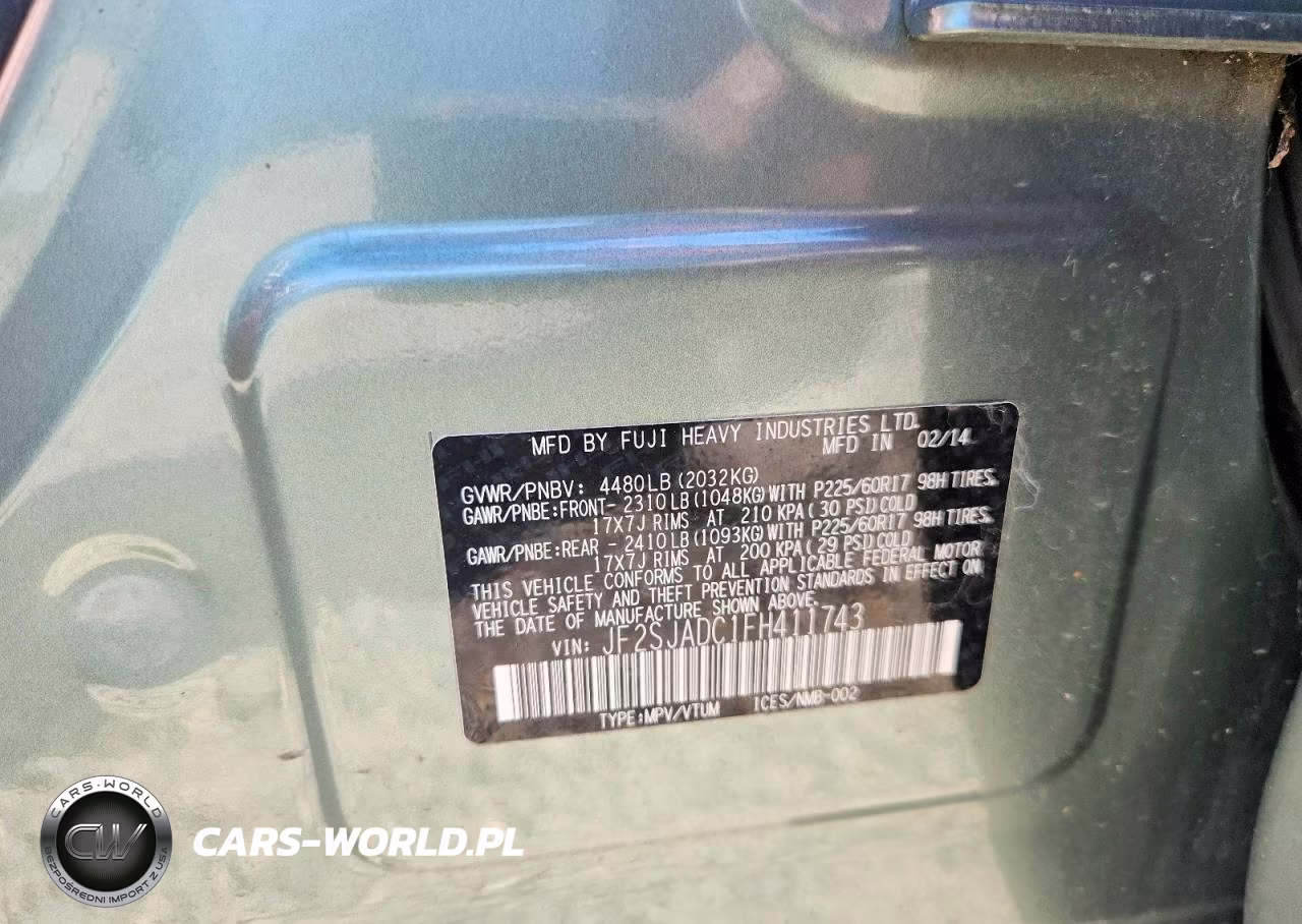 2015 Subaru Forester 2.5I Premium VIN:JF2SJADC1FH411743 - 13