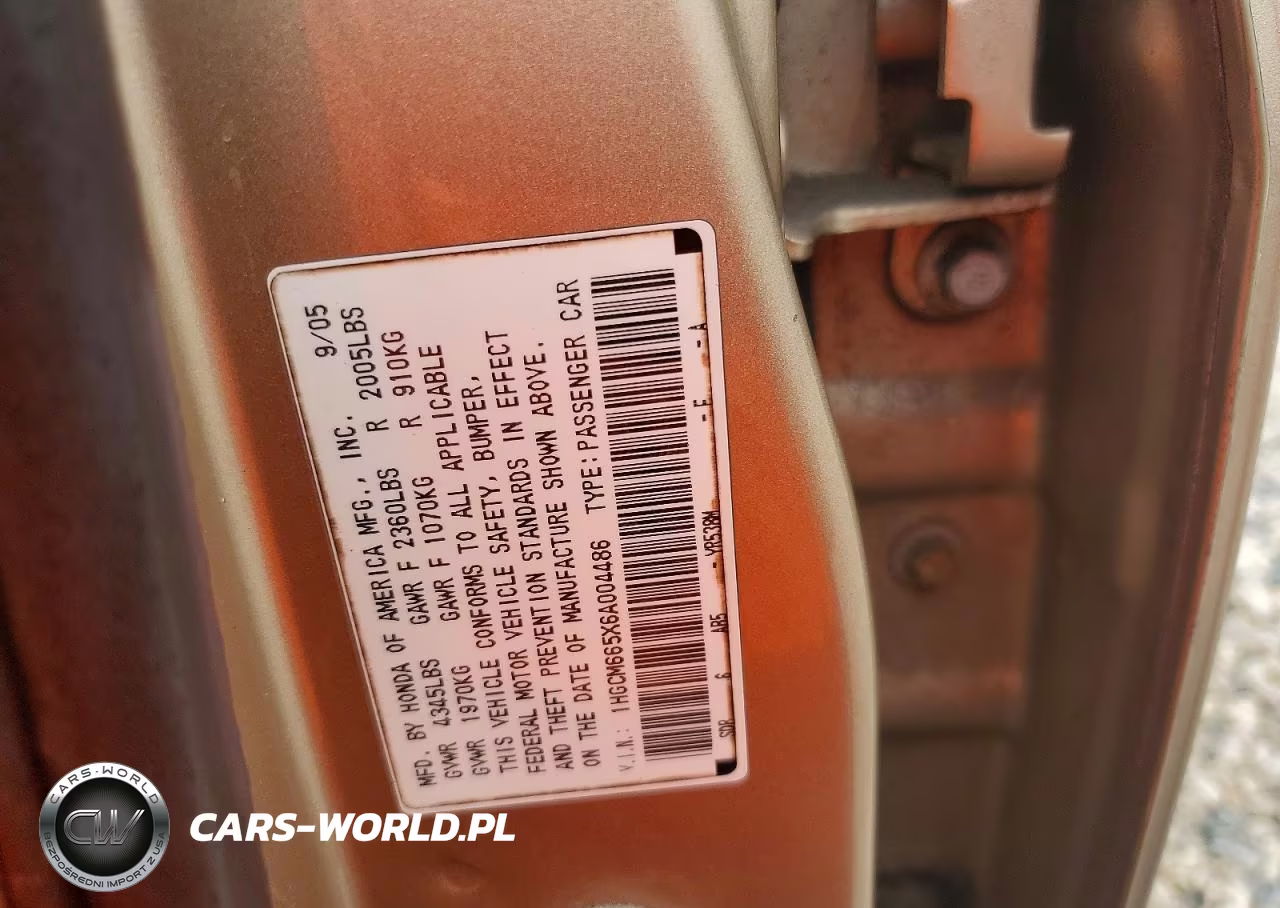 2006 Honda Accord Ex VIN:1HGCM665X6A004486 - 12