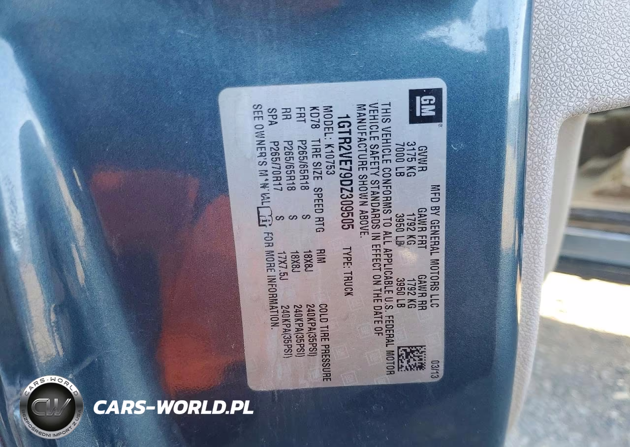 2013 GMC Sierra K1500 Sle VIN:1GTR2VE79DZ309505 - 12