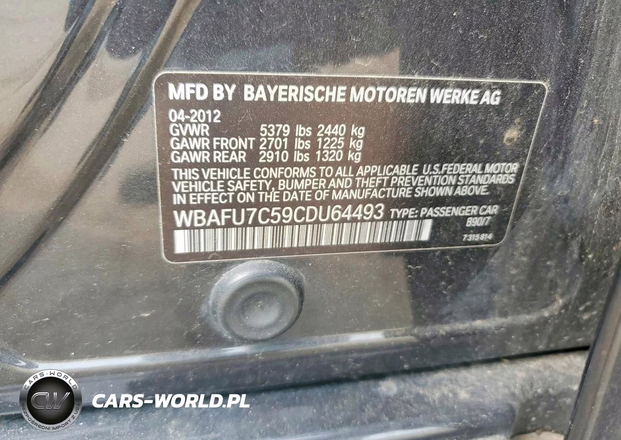2012 BMW 535 Xi VIN:WBAFU7C59CDU64493 - 12