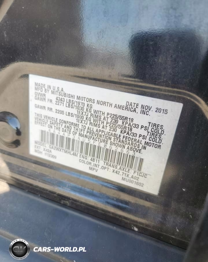2015 Mitsubishi Outlander Sport Es VIN:4A4AP3AU5FE062663 - 13