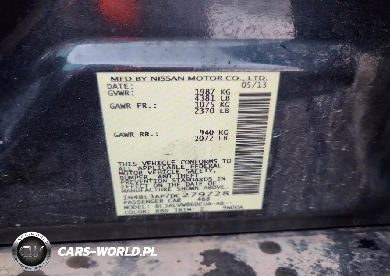 2013 Nissan Altima 3.5 S VIN:1N4BL3AP7DC279728 - 12