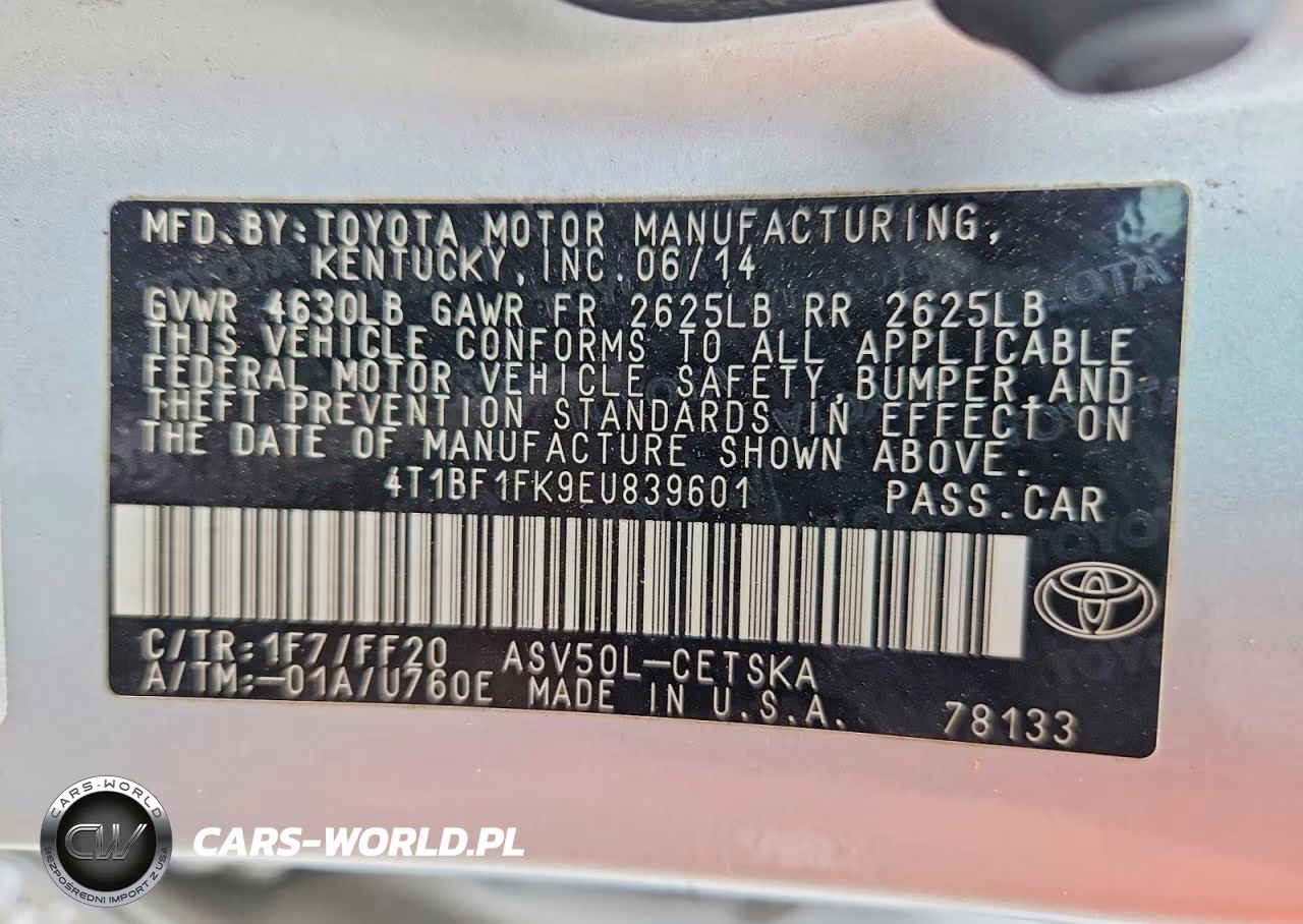 2014 Toyota Camry Se VIN:4T1BF1FK9EU839601 - 12