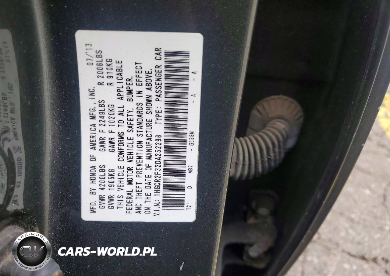 2013 Honda Accord Lx VIN:1HGCR2F32DA252298 - 12