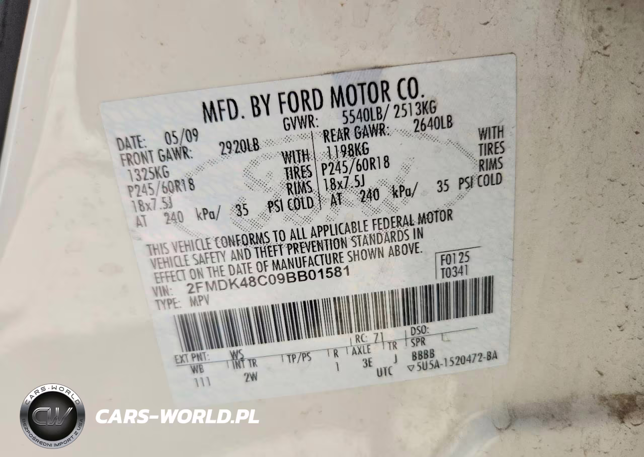 2009 Ford Edge VIN:2FMDK48C09BB01581 - 13