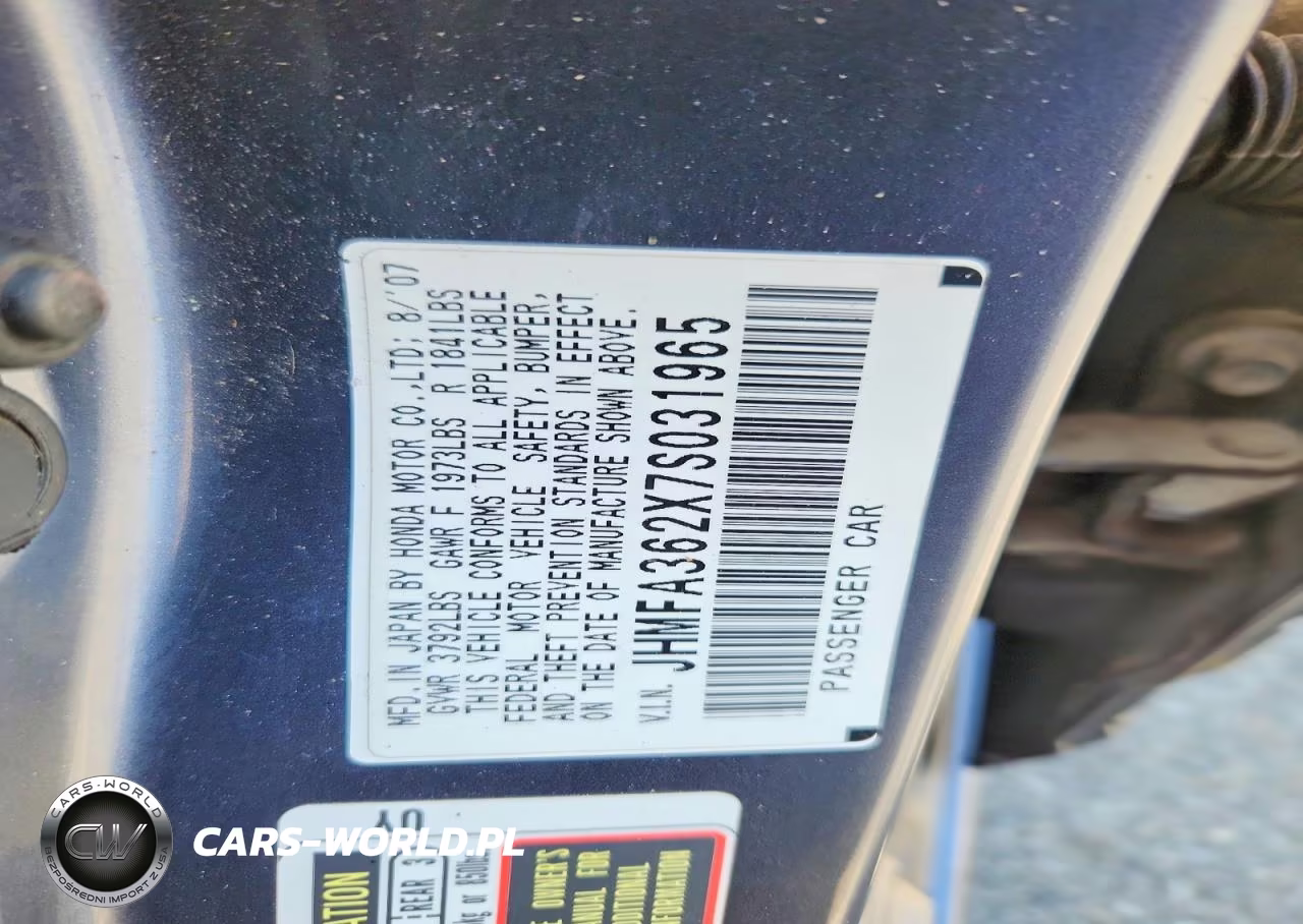 2007 Honda Civic Hybrid VIN:JHMFA362X7S031965 - 13