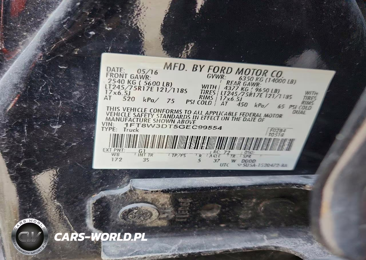 2016 Ford F350 Super Duty VIN:1FT8W3DT5GEC99554 - 12