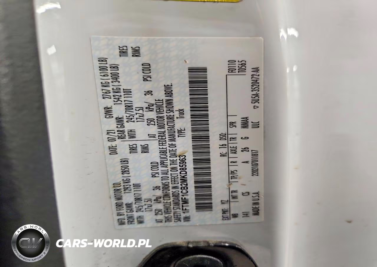 2021 Ford F150 VIN:1FTMF1CB2MKD85963 - 12