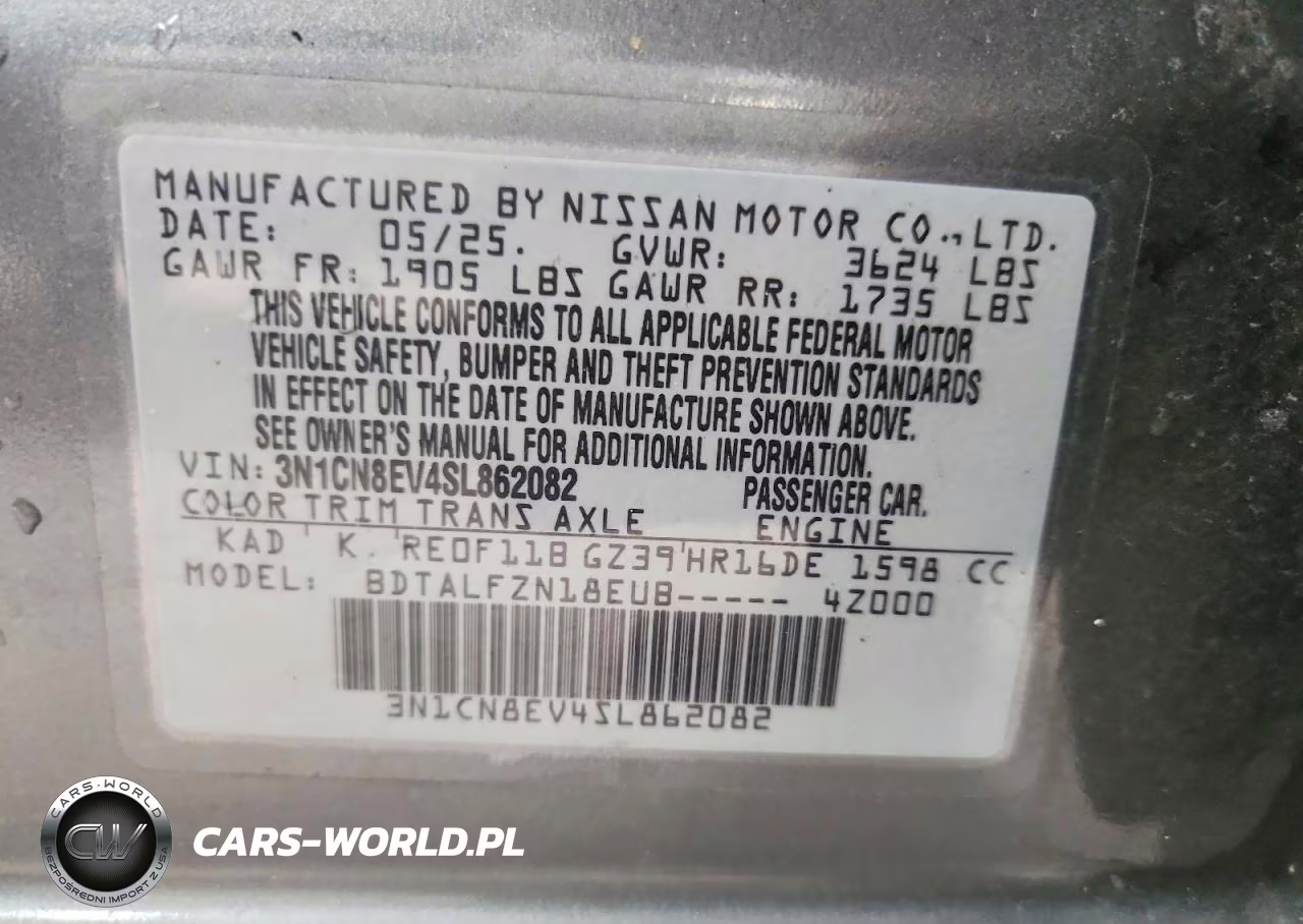 2025 Nissan Versa Sv VIN:3N1CN8EV4SL862082 - 13