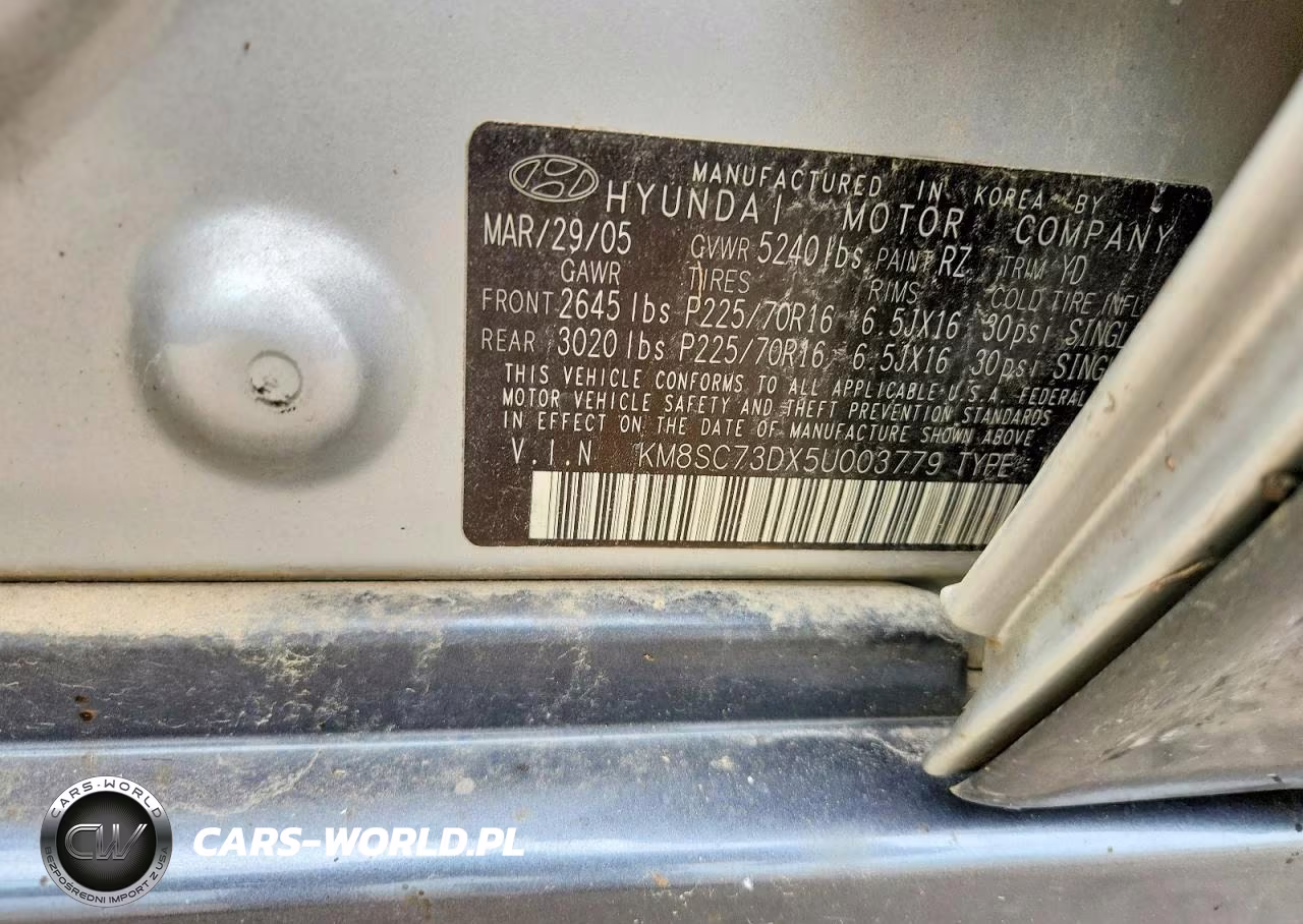 2005 Hyundai Santa Fe Gls VIN:KM8SC73DX5U003779 - 13