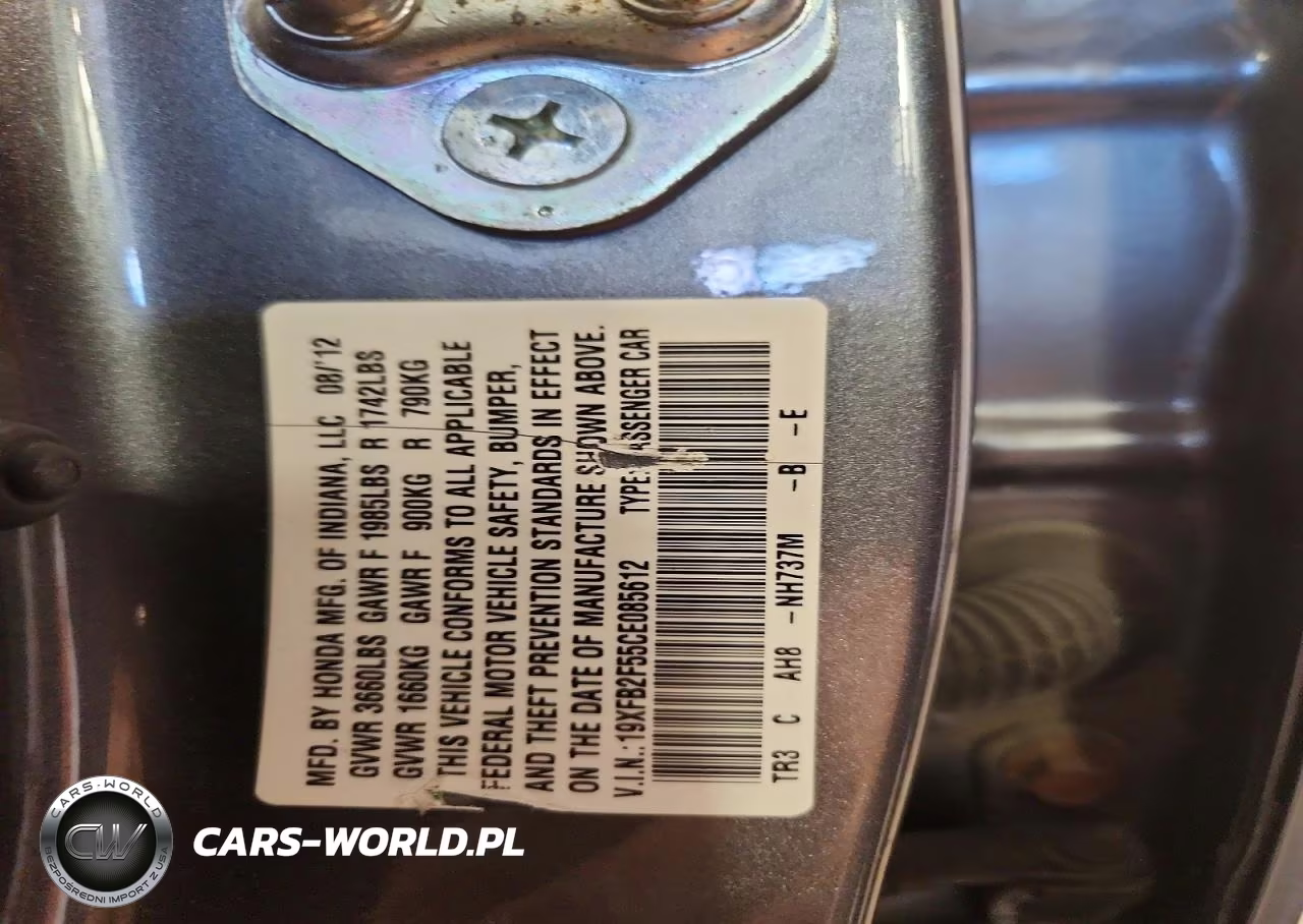 2012 Honda Civic Lx VIN:19XFB2F55CE085612 - 12