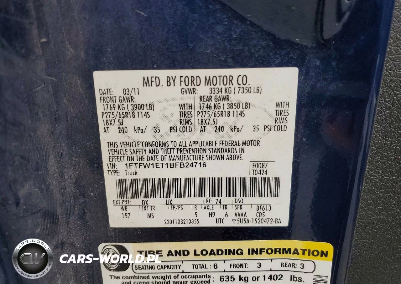 2011 Ford F150 Supercrew VIN:1FTFW1ET1BFB24716 - 12