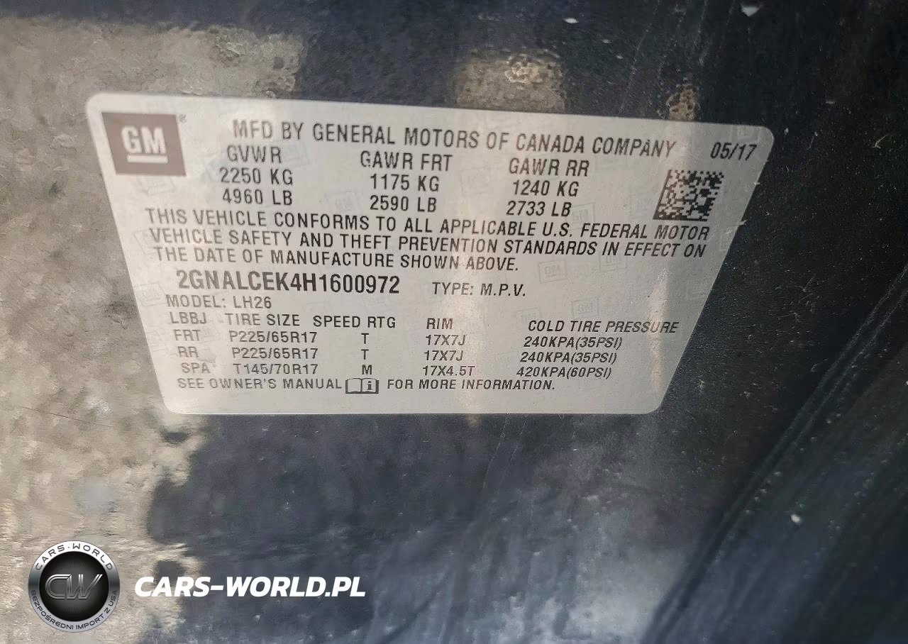 2017 Chevrolet Equinox Lt VIN:2GNALCEK4H1600972 - 13