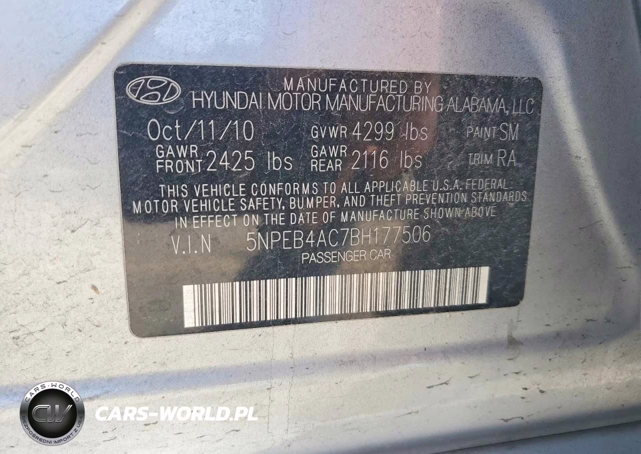 2011 Hyundai Sonata Gls VIN:5NPEB4AC7BH177506 - 12