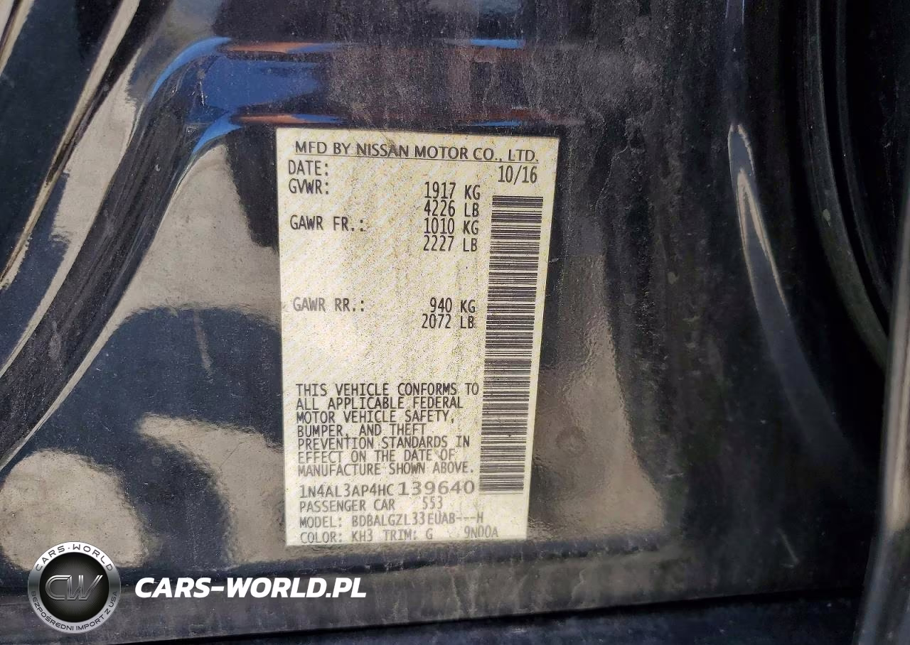 2017 Nissan Altima 2.5 S VIN:1N4AL3AP4HC139640 - 12