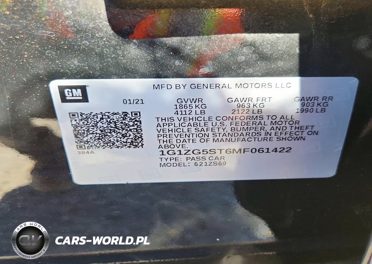 2021 Chevrolet Malibu Rs VIN:1G1ZG5ST6MF061422 - 12