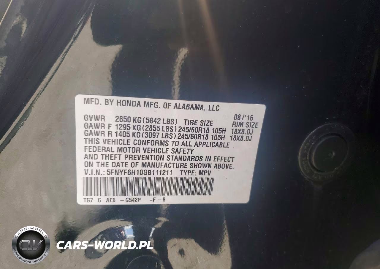 2016 Honda Pilot Lx VIN:5FNYF6H10GB111211 - 14