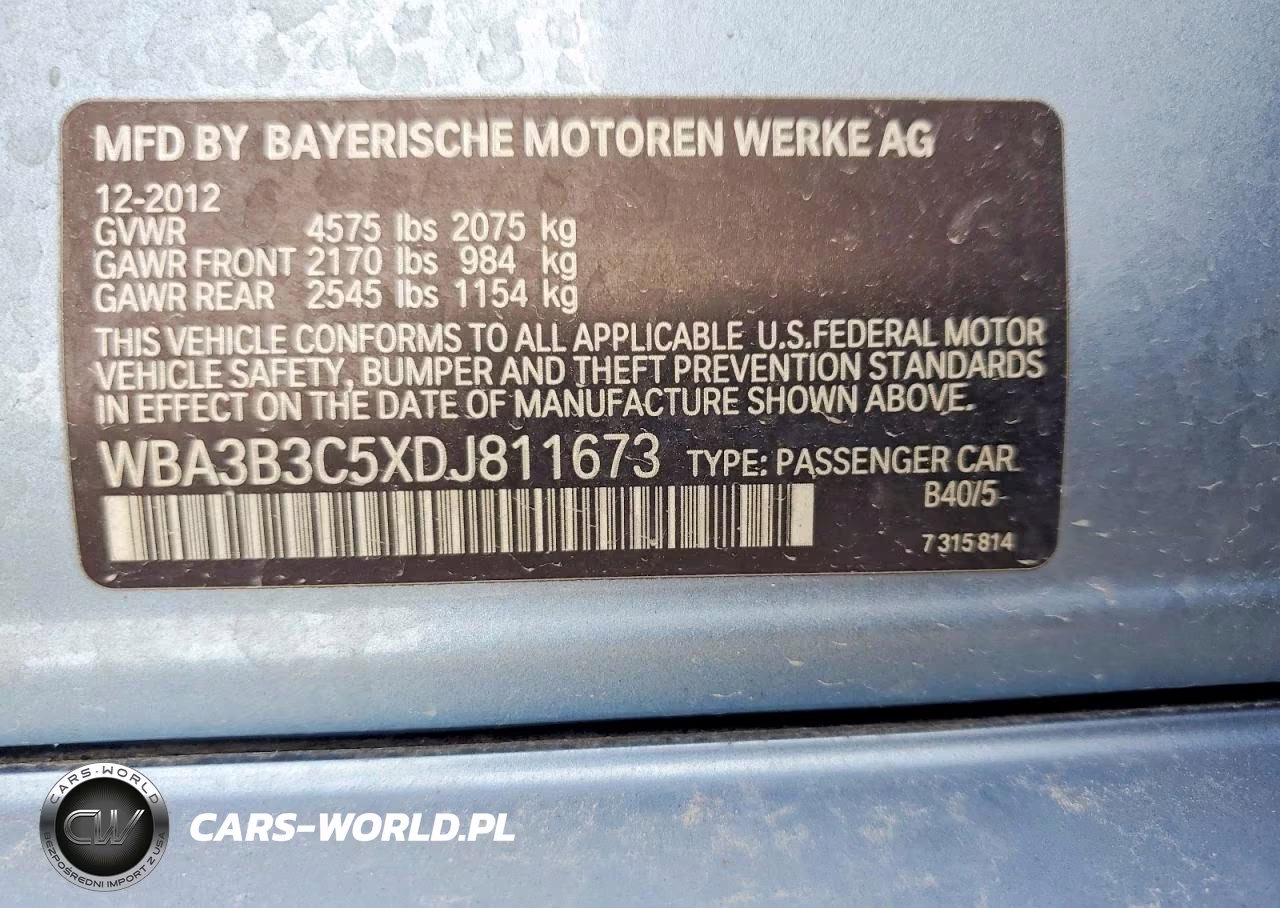 2013 BMW 328 Xi VIN:WBA3B3C5XDJ811673 - 12