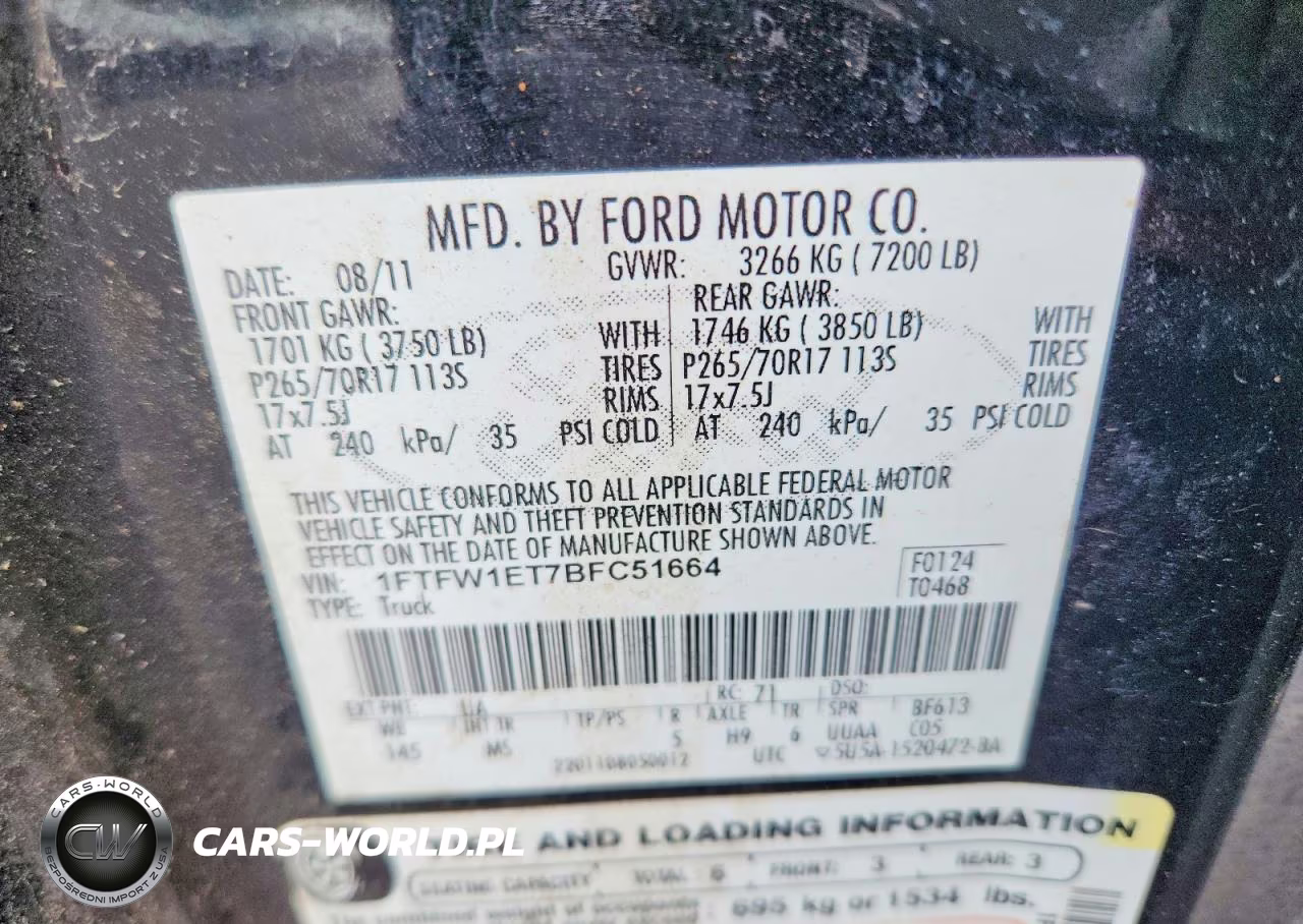 2011 Ford F150 Supercrew VIN:1FTFW1ET7BFC51664 - 12