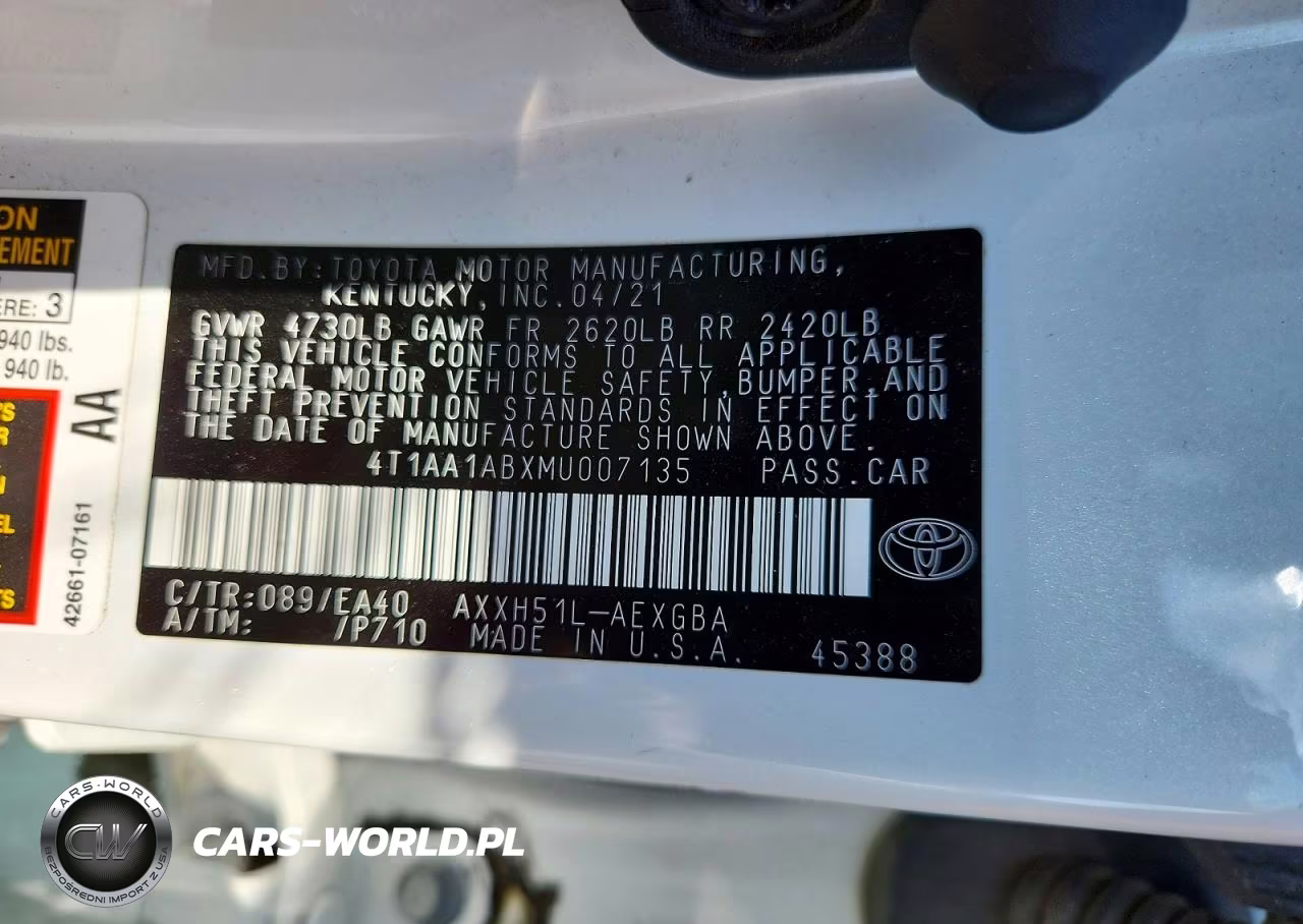 2021 Toyota Avalon Xle VIN:4T1AA1ABXMU007135 - 12
