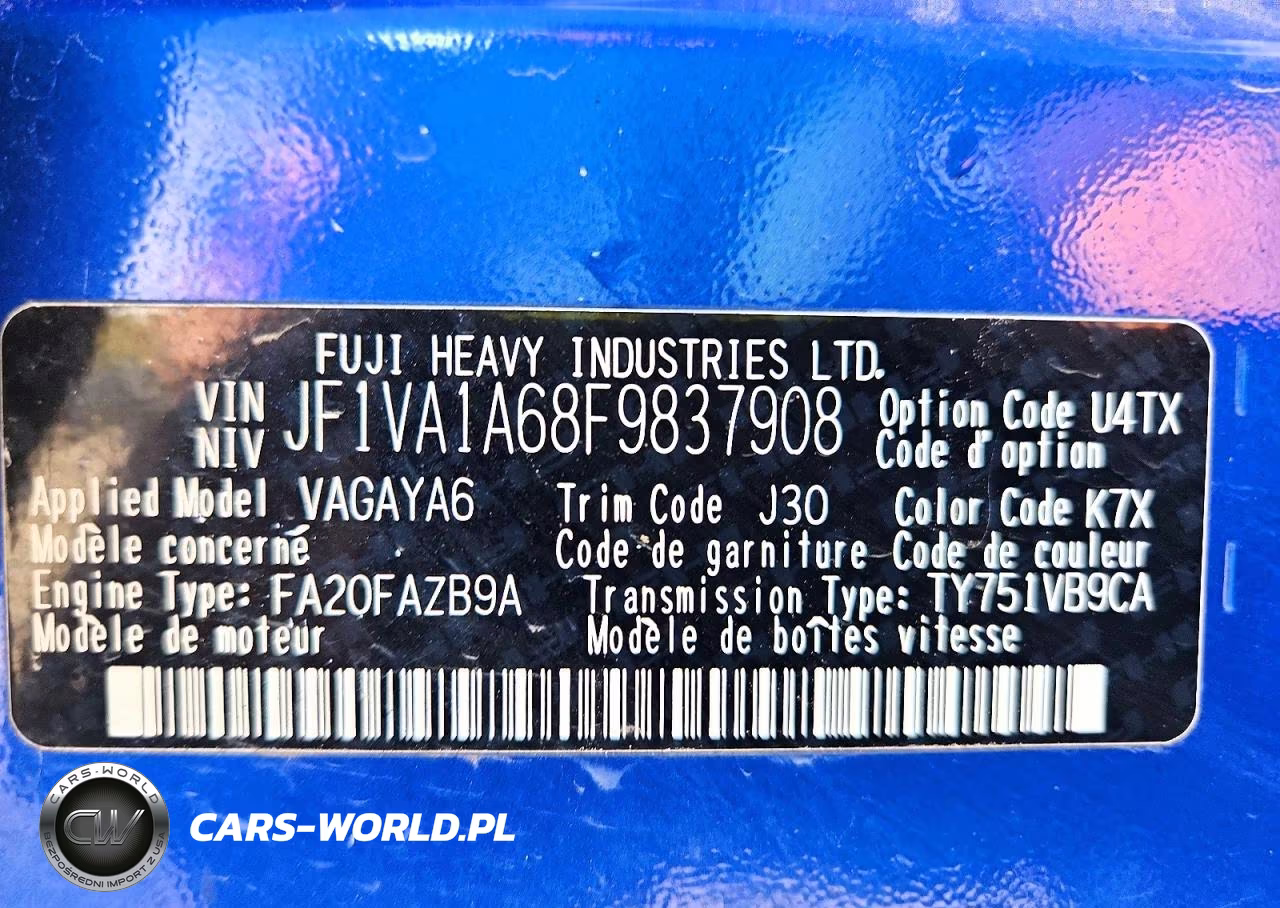 2015 Subaru Wrx VIN:JF1VA1A68F9837908 - 13