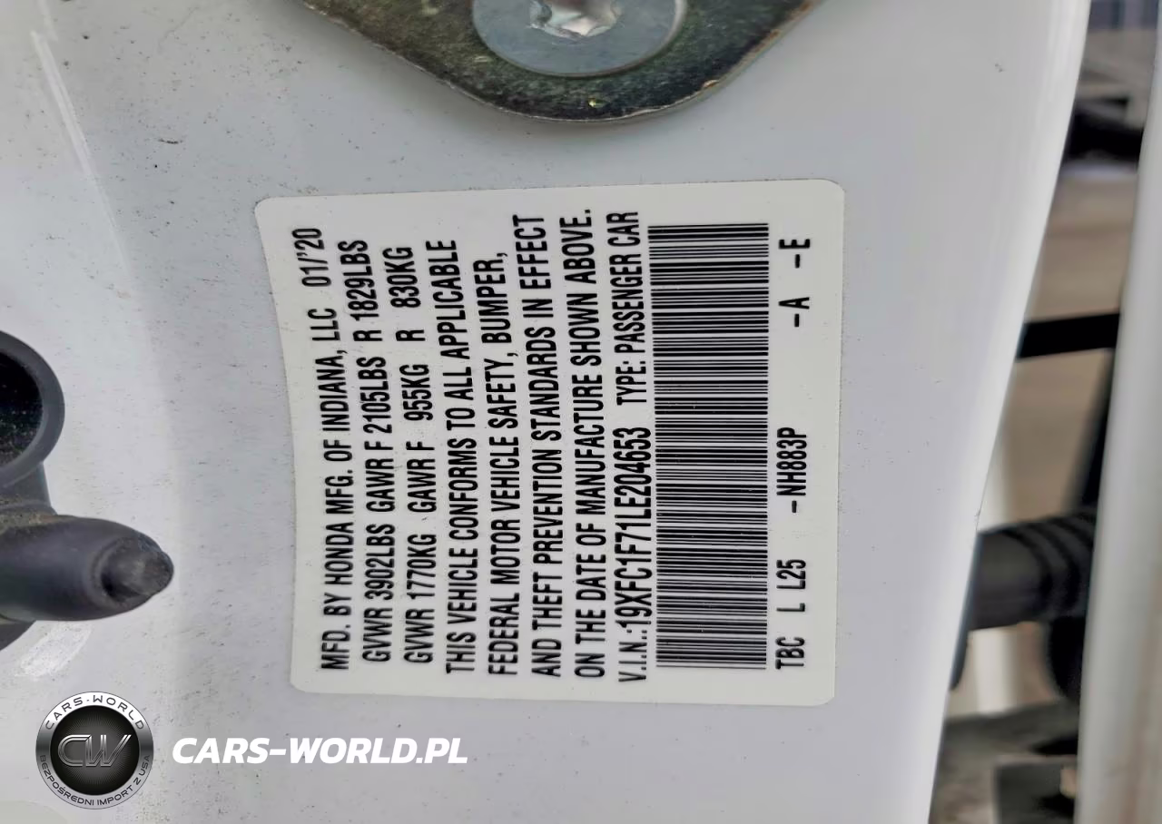 2020 Honda Civic Exl VIN:19XFC1F71LE204653 - 13