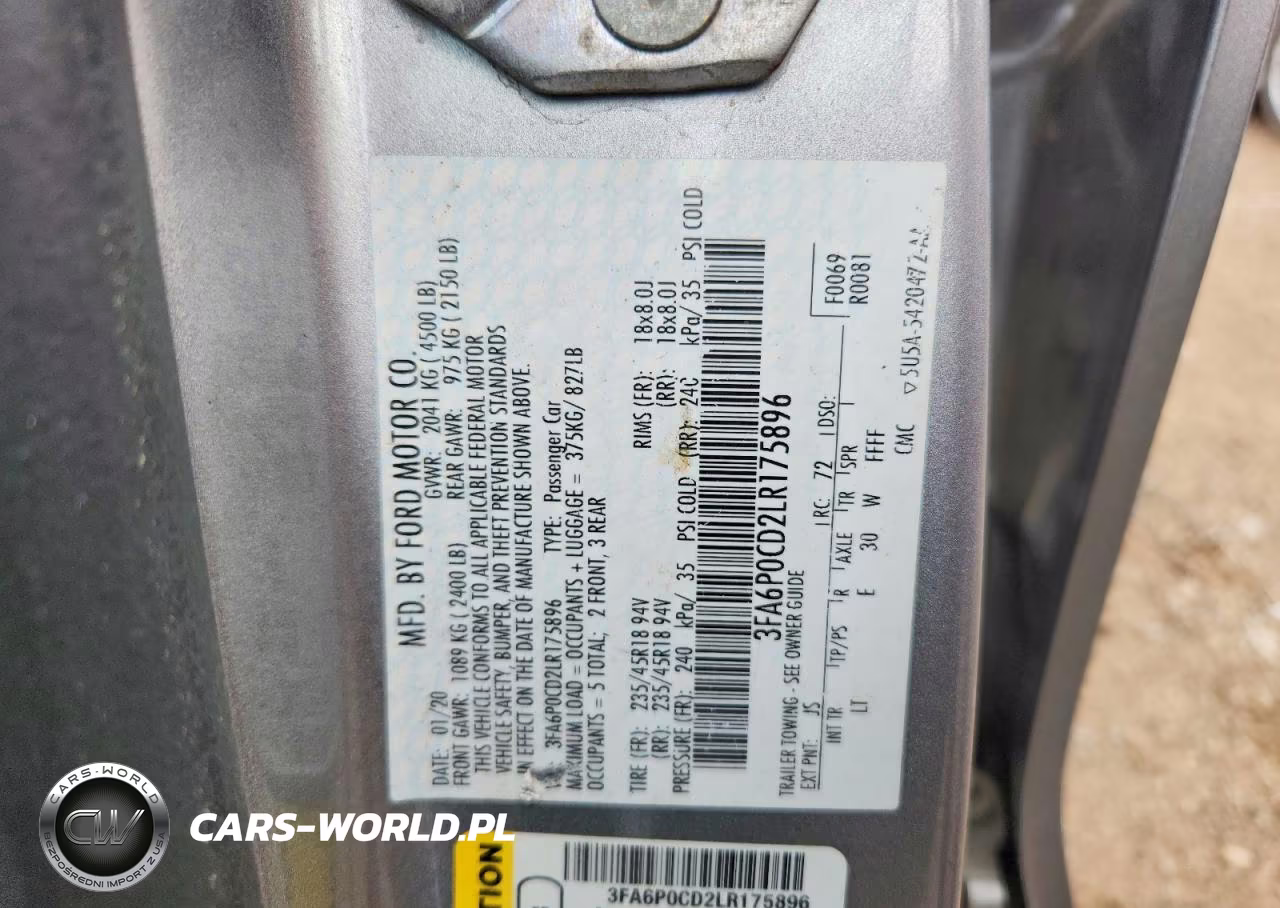 2020 Ford Fusion Sel VIN:3FA6P0CD2LR175896 - 12