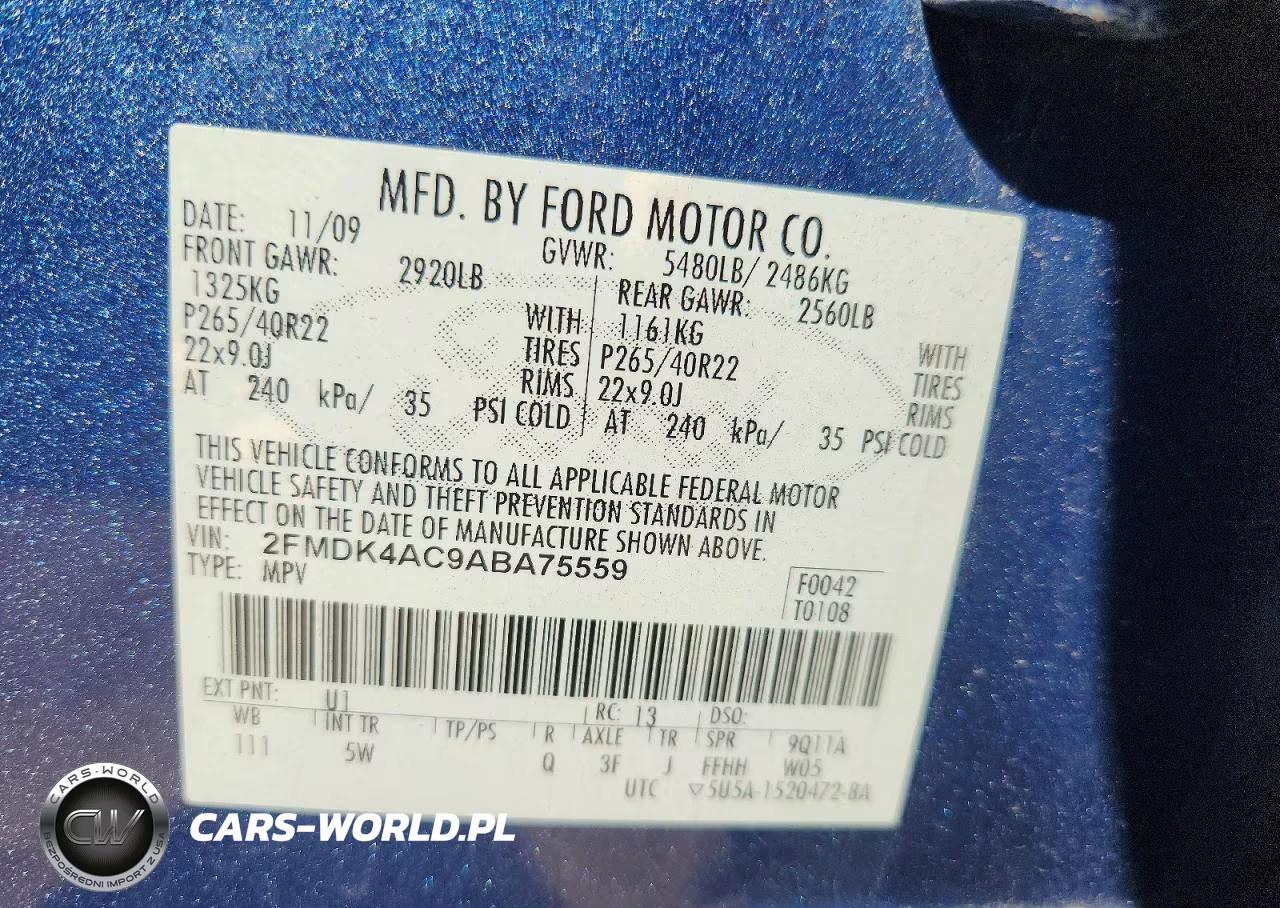 2010 Ford Edge Sport VIN:2FMDK4AC9ABA75559 - 13