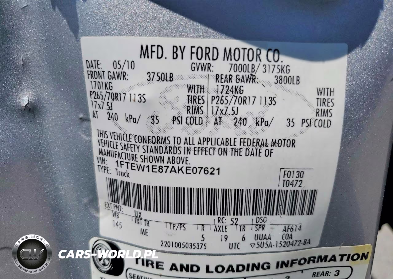 2010 Ford F150 Supercrew VIN:1FTEW1E87AKE07621 - 13