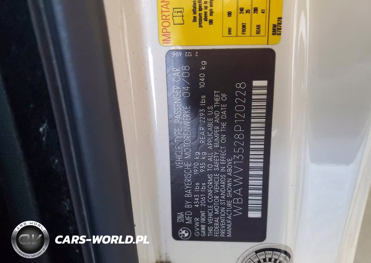 2008 BMW 328 I Sulev VIN:WBAWV13528P120228 - 12